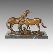 Animal Bronze Sculpture Horse Family Decoration Brass Statue Tpal-245